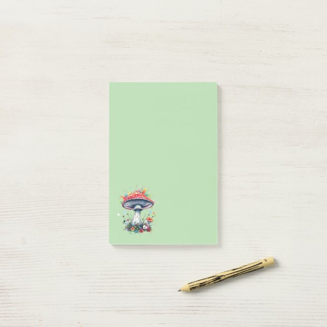 Mushroom Flowers Woodland Colorful Splash  Post-it Notes (On Desk)