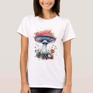 Mushroom Flowers Woodland Colorful Splash 