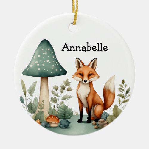 Mushroom Forest and Fox Ornament