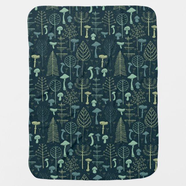 Mushroom Forest Baby Blanket (Front)