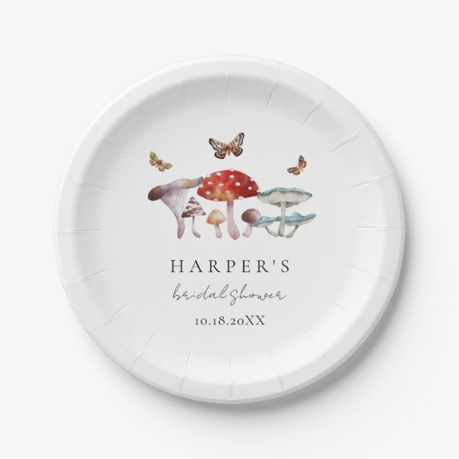 Mushroom Forest Bridal Shower Paper Plates (Front)