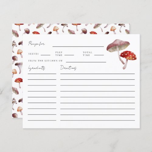 Mushroom Forest Bridal Shower Recipe Card