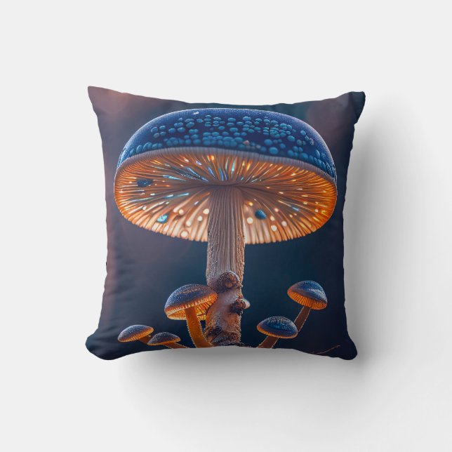 Mushroom Forest Calm Tranquil Nature Peaceful Zen Throw Pillow (Front)