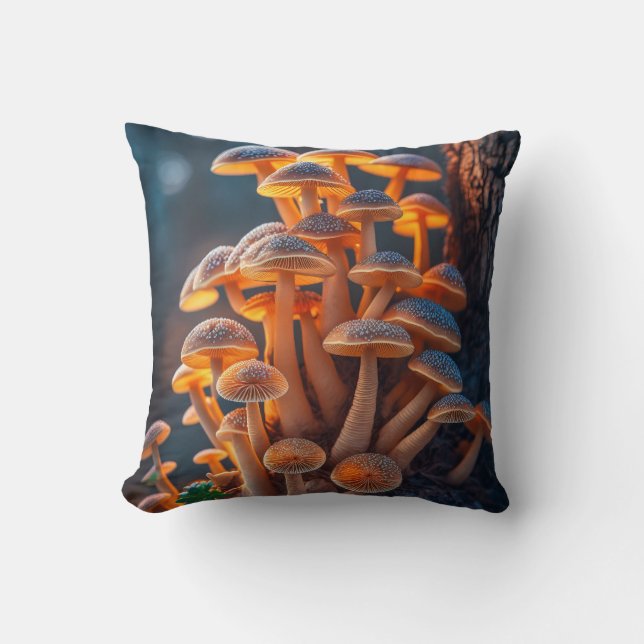 Mushroom Forest Calm Tranquil Nature Peaceful Zen Throw Pillow (Front)