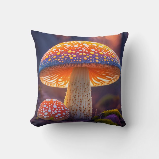 Mushroom Forest Calm Tranquil Nature Peaceful Zen Throw Pillow (Front)