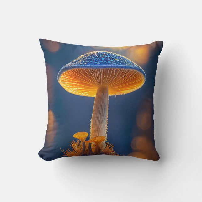Mushroom Forest Calm Tranquil Nature Peaceful Zen Throw Pillow (Front)
