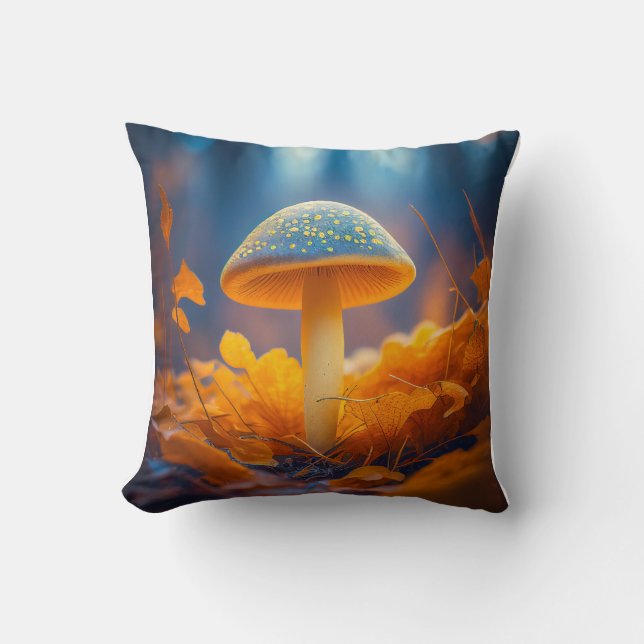 Mushroom Forest Calm Tranquil Nature Peaceful Zen Throw Pillow (Front)