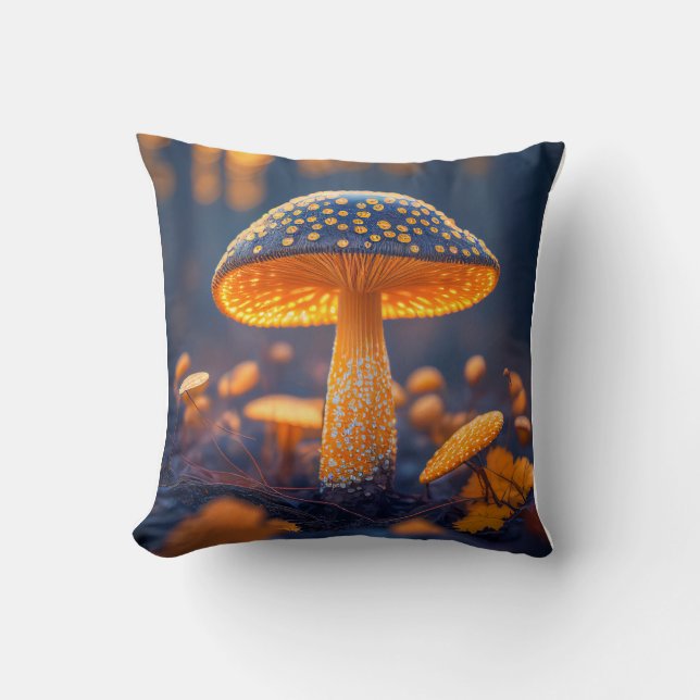 Mushroom Forest Calm Tranquil Nature Peaceful Zen Throw Pillow (Front)