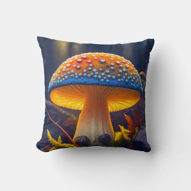 Mushroom Forest Calm Tranquil Nature Peaceful Zen Throw Pillow (Front)