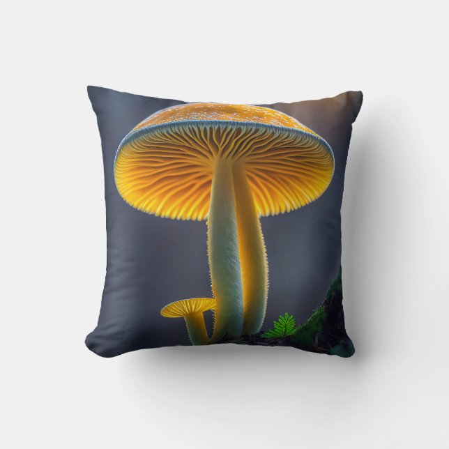 Mushroom Forest Calm Tranquil Nature Peaceful Zen Throw Pillow (Front)