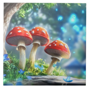 Mushroom Forest Ceramic Tile