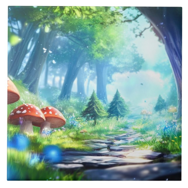 Mushroom Forest  Ceramic Tile (Front)