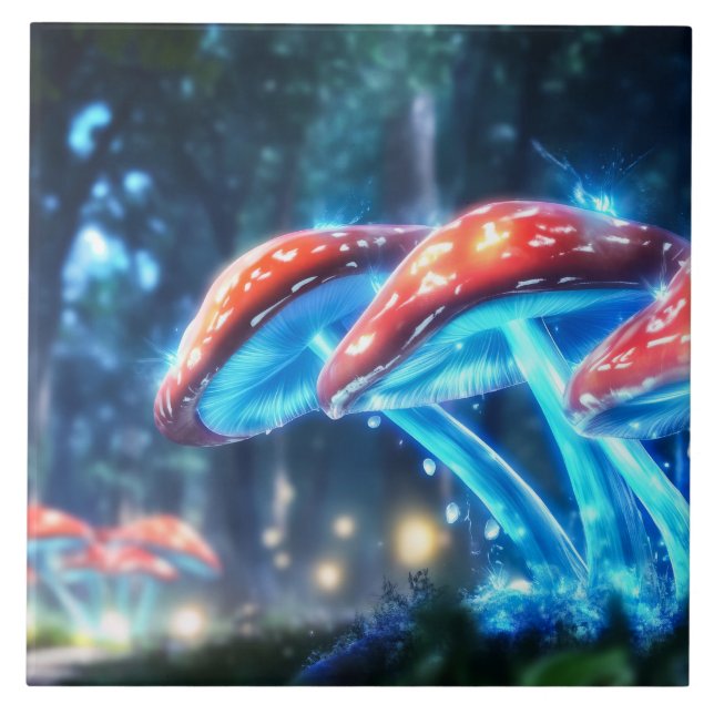 Mushroom Forest Ceramic Tile (Front)