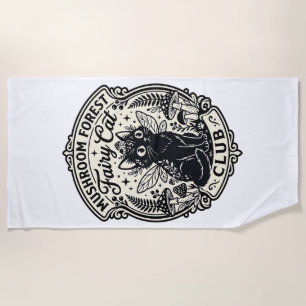 Mushroom Forest Fairy Cat Funny Cat Graphic - Mush Beach Towel