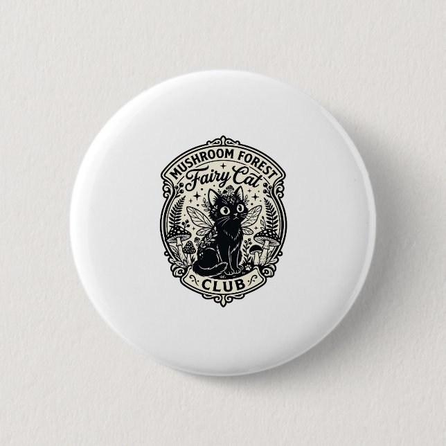 Mushroom Forest Fairy Cat Funny Cat Graphic - Mush Button (Front)