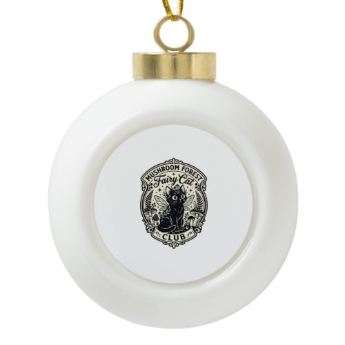 Mushroom Forest Fairy Cat Funny Cat Graphic - Mush Ceramic Ball Christmas Ornament