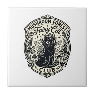Mushroom Forest Fairy Cat Funny Cat Graphic - Mush Ceramic Tile