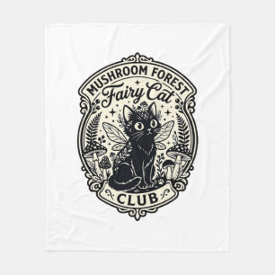 Mushroom Forest Fairy Cat Funny Cat Graphic - Mush Fleece Blanket