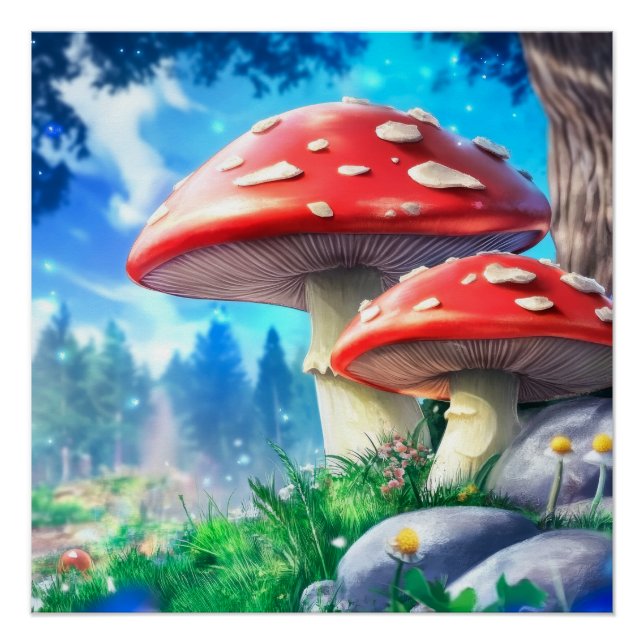 Mushroom Forest Fantasy Art Poster (Front)