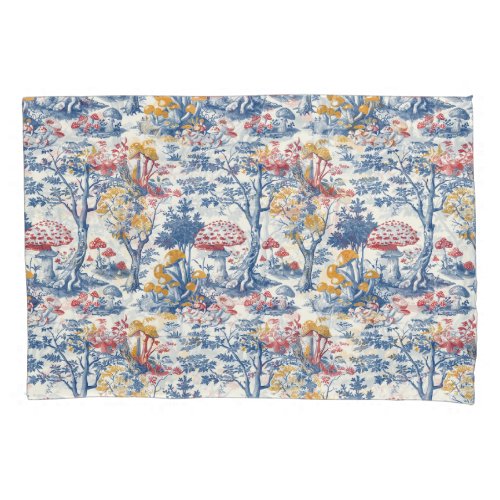 Mushroom Forest in Toile De Jouy Pillow Case