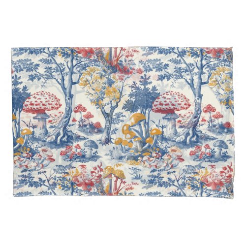 Mushroom Forest in Toile De Jouy Pillow Case