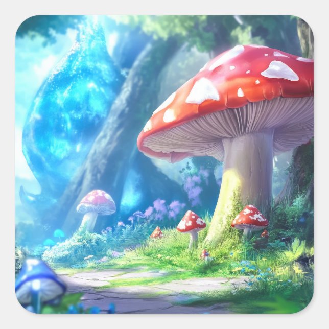 Mushroom Forest Square Sticker (Front)