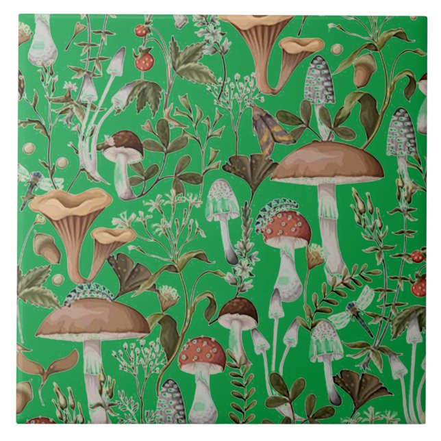 “Mushroom Forrest Green” Ceramic Tile (Front)