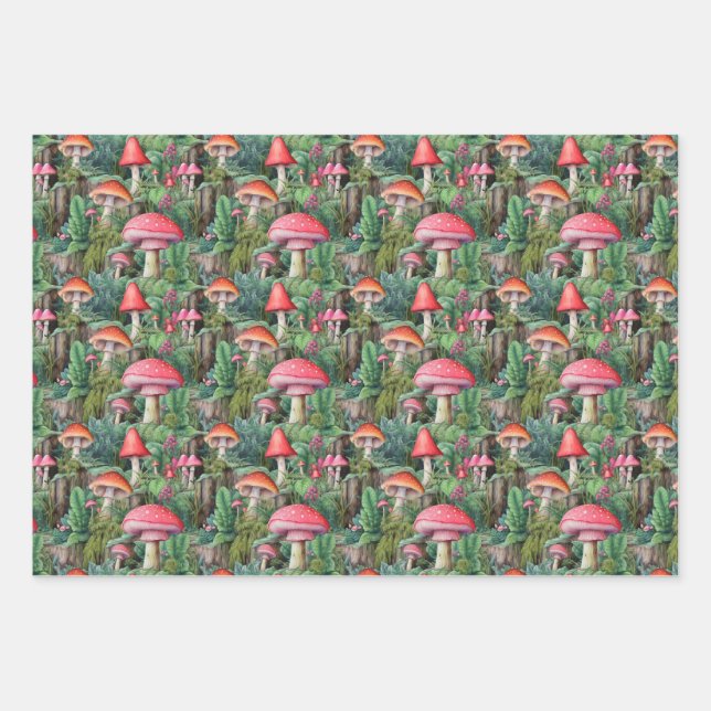 Mushroom forrest wrapping paper (Front 3)