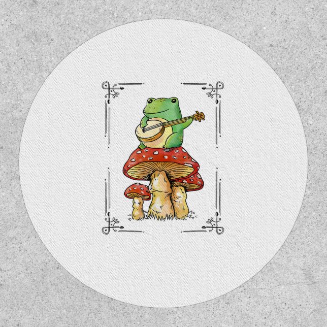 Mushroom Frog Goblincore Mycology Artistic Design Patch (Front)