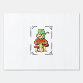 Mushroom Frog Goblincore Mycology Artistic Design Sign