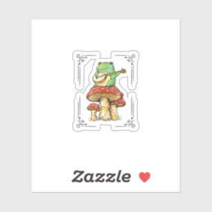 Mushroom Frog Goblincore Mycology Artistic Design Sticker