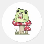 Mushroom Frog Goblincore Mycology Creative Style Classic Round Sticker
