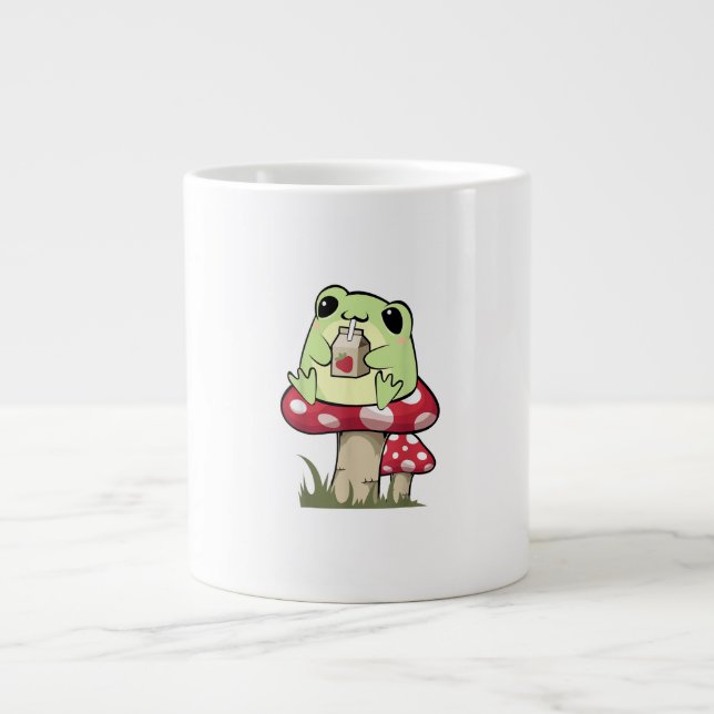 Mushroom Frog Goblincore Mycology Creative Style Giant Coffee Mug (Front)