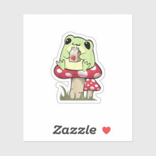 Mushroom Frog Goblincore Mycology Creative Style Sticker