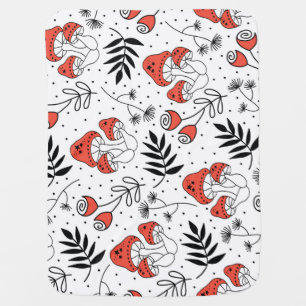 Mushroom Fungi: Nature Line Art Baby Blanket
