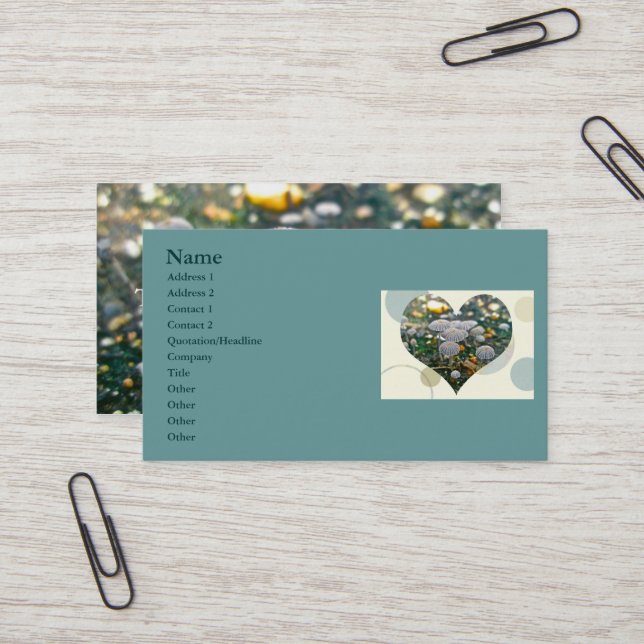 Mushroom Garden Heart Business Card (Front/Back In Situ)