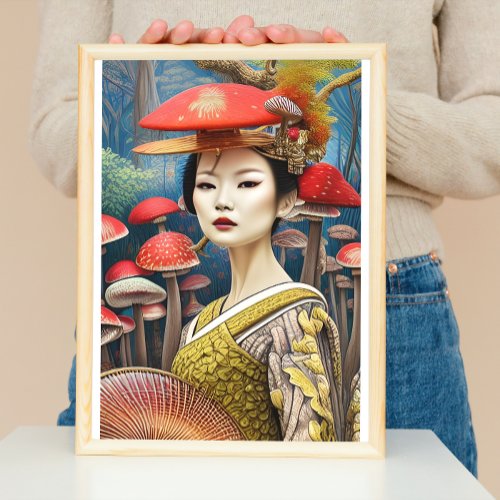 Mushroom Geisha Surreal Fantasy Art Poster