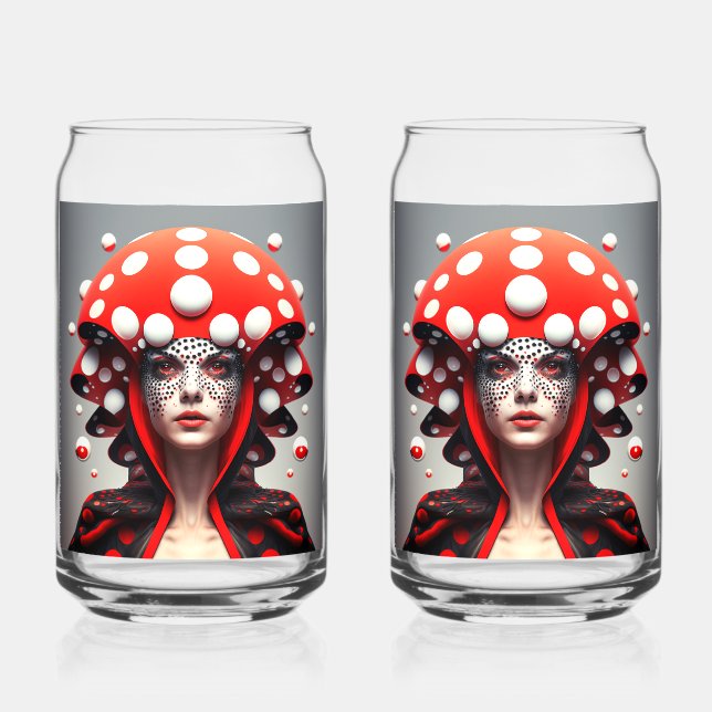 Mushroom girl 3 can glass (Front)