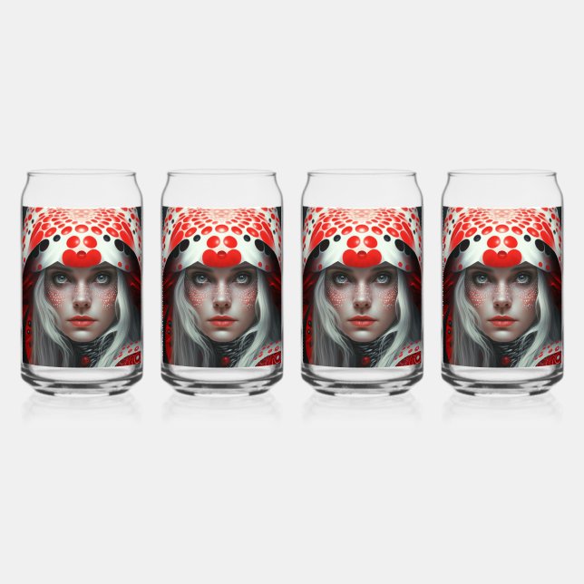 Mushroom girl 6 can glass (Front)