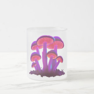 Mushroom Glowing Cluster Frosted Glass Coffee Mug