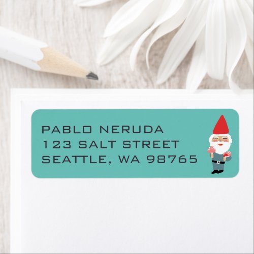 Mushroom Gnome Cute CUSTOM  Address  Label