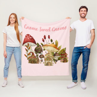 Mushroom Gnome Enchantment Fleece Blanket