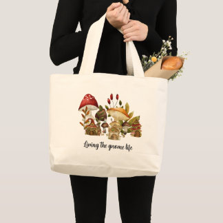 Mushroom Gnome Enchantment Large Tote Bag