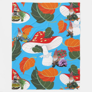 mushroom gnome fleece blanket