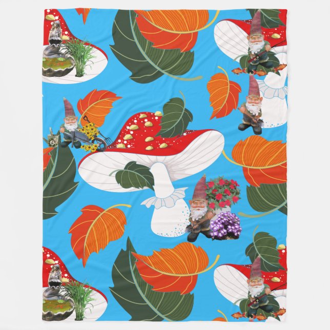 mushroom gnome fleece blanket (Front)