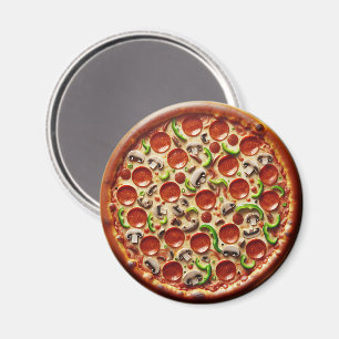 Mushroom, Green Peppers and Pepperoni Pizza Magnet