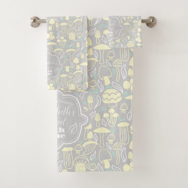 Mushroom Grey Cream Bath Towel Set (Insitu)