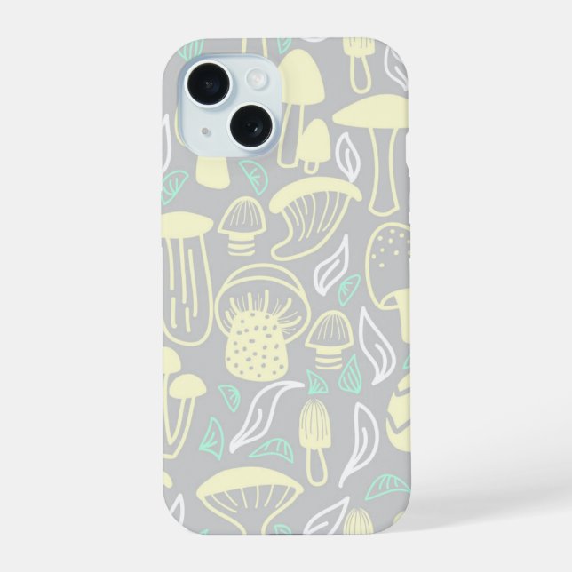 Mushroom Grey Cream iPhone 15 Case (Back)