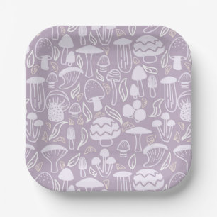 Mushroom Grey Cream Paper Plates