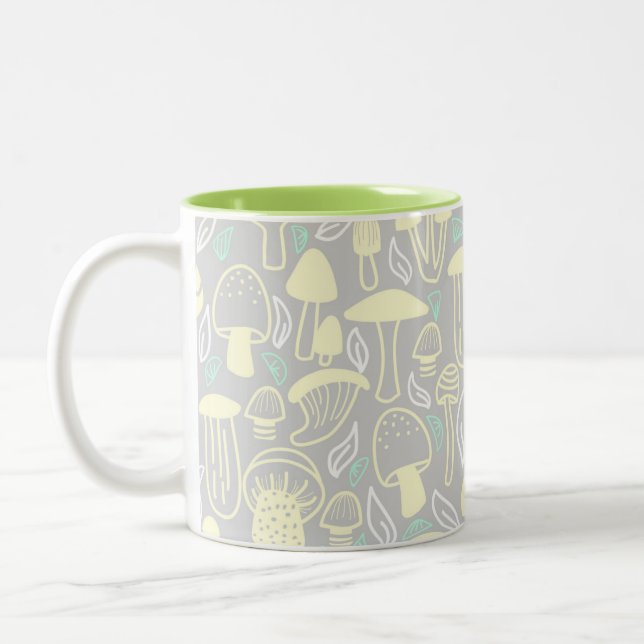Mushroom Grey Cream Two-Tone Coffee Mug (Left)